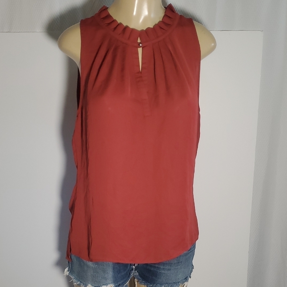 Laundry By Shelli Segal Tops Women's Sleeveless Ruffle Neck Red
